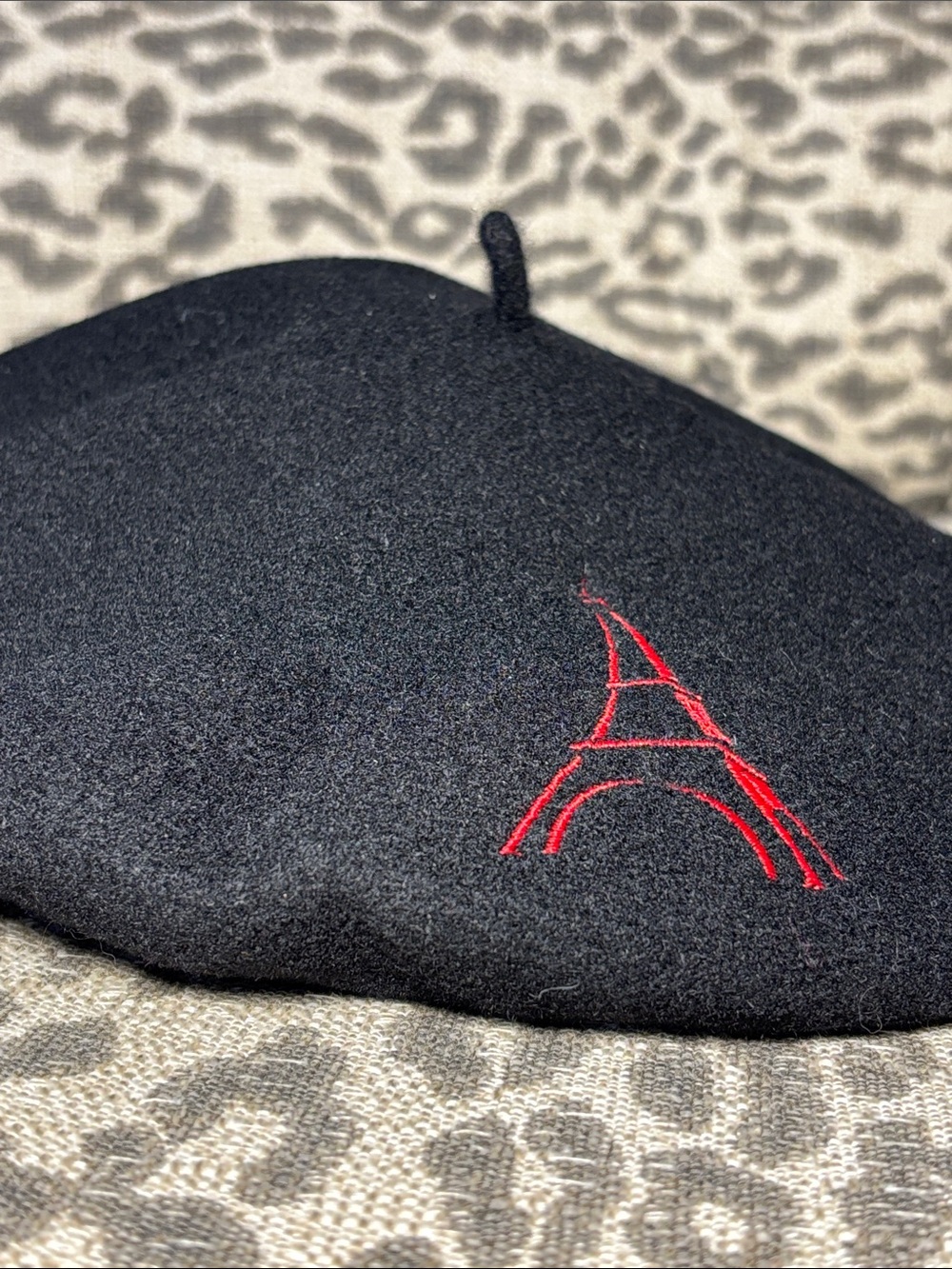 Laulhére Paris French beret black merino wool Eiffel Tower authentic French hat